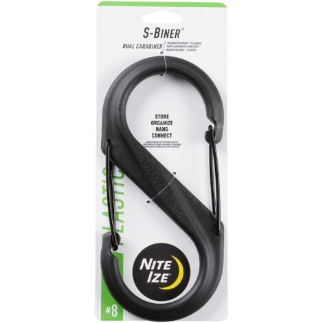 Nite Ize SBP8-03-01BG S-Biner doppio moschettone in plastica, nero, misura 8