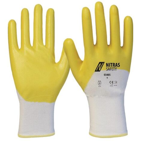 NITRAS 03405-11 Handschuhe 03405 Größe 11 weiß/gelb Polyester mit Nitril EN 388