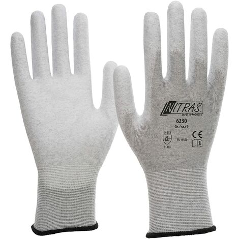 Nitras 6230 - Guanti ESD per touchscreen antistatici taglia 8/L.