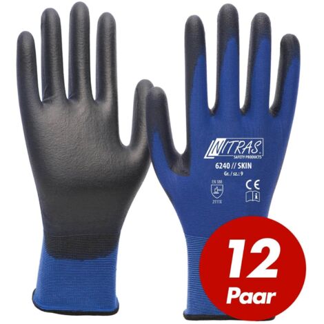 NITRAS 6240-10 Handschuhe Skin Größe 10 blau/schwarz EN 388 PSA-Kategorie II