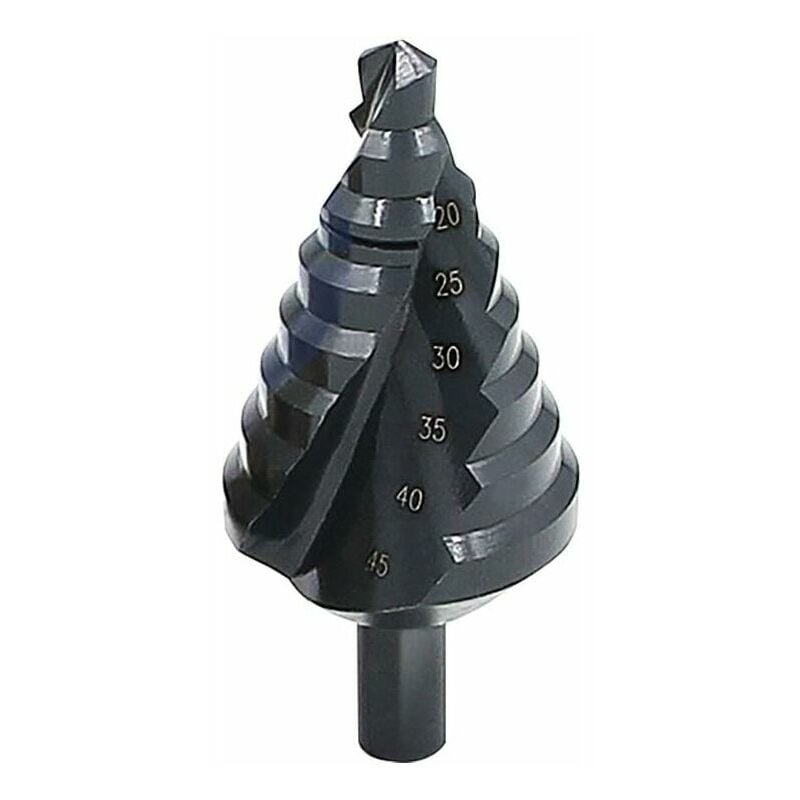 Hoopzi - Nitriding Cutter Spiral Step Drill Bit Multi-Hole 10mm-45mm Total 8 Hole Sizes for Hole Cutting, Enlarge, Sheet Metal, pcv, Woodworking