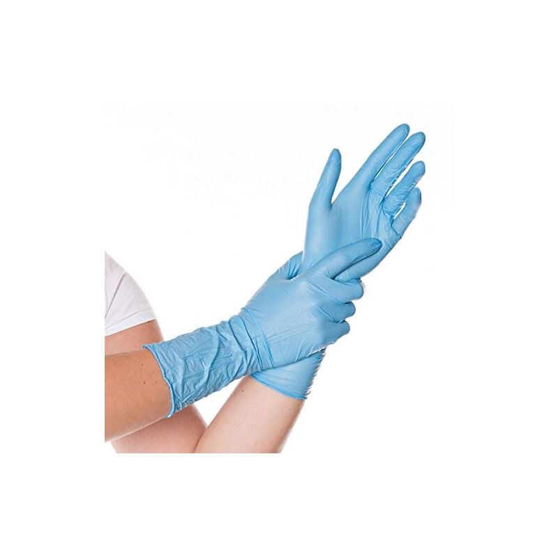 Nitrile Gants De Safe Long, Non Poudrés, 30 Cm Noir Bleu Blanc, 10 X 100 Pièces Franz Mensch 27014