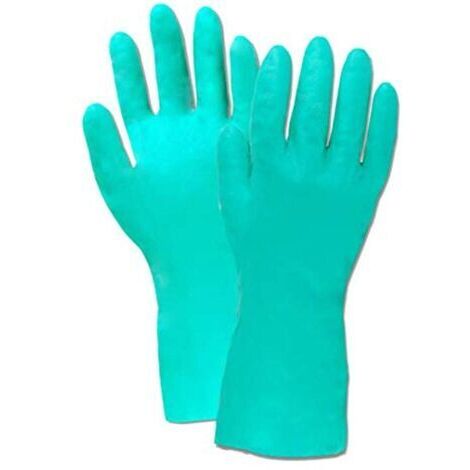 Nitrilhandschuhe – beständig gegen Chemikalien, Öl und Pestizide, für Haushaltsreinigung usw. – Grün, 1 Paar, 33 cm, Größe M