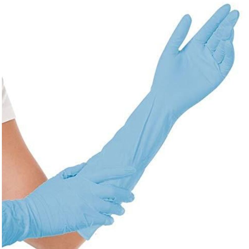 Nitrilhandschuhe Extra Safe Lang, Pulverfrei S 40 Cm, Blau, Ve, 10 X 50 St. Franz Mensch 270131