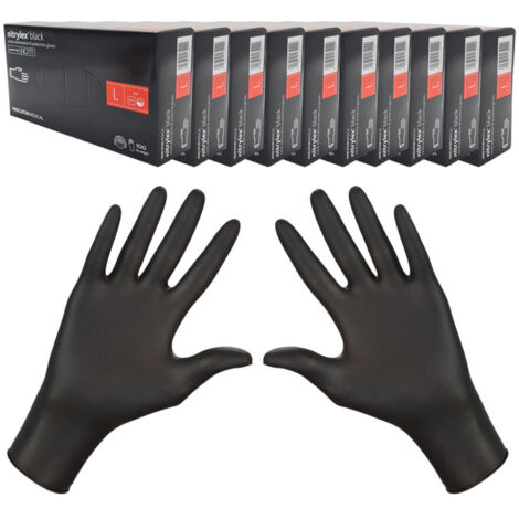Nitrilhandschuhe Größe L, schwarz, Mercator Nitrylex Schwarz, 100 Stück pro Karton (10er-Packung)