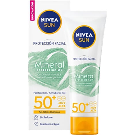 Nivea Sun Facial uv mineral fp50+ 1 x 50 ml crema solar vegana resistente al agua y f50 50ml