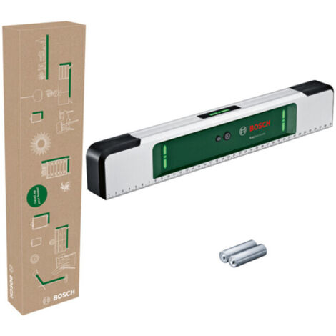 Niveau à bulle Bosch EasySpiritLevel (concept LED intuitif, support sonore, inclinaisons jusqu'à +/-3°, précision 0,1° à 0°, 90°, 180° et 270°, échelle imprimée, dans un coffret e-commerce)