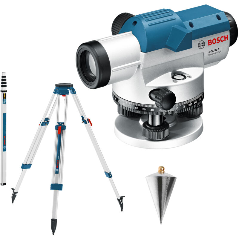 Niveau optique Bosch GOL 32 D avec trépied de chantier BT 160 + règle graduée GR 500 - 0601068502