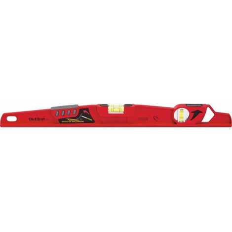 Niveau à bulle trapèze aimanté 50 cm – Aluminium et caoutchouc – Précision 0,5 mm/m – Semelle pour surfaces métalliques – Outibat