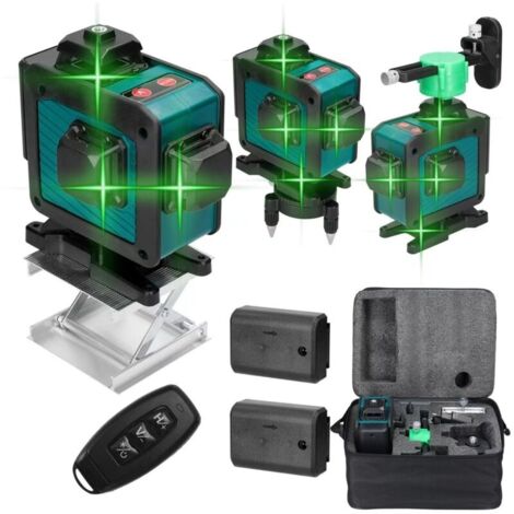 Niveau de haute précision à 16 lignes avec niveau laser vert rotatif auto-nivelant, adapté à la fixation de carrelage et à la décoration murale.