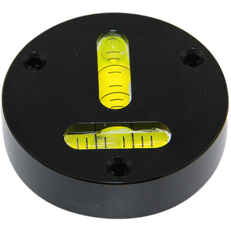 Niveau de verre universel en métal rond horizontal à bulle de type T Instrument bidirectionnel Diamètre 60 mm Il peut être fixé avec des trous de vis (noir)