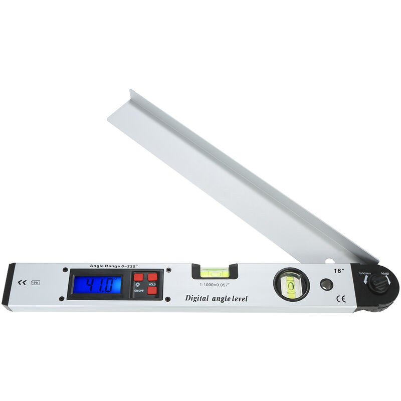 Niveau électronique 225 degrés Règle d'angle Règle de menuiserie 400MM Instrument de mesure d'angle sans livraison de batterie