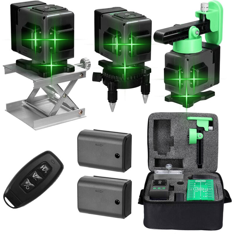 Niveau laser polyvalent à 12 lignes - Précision de ±1mm/5m, autonivellement, contrôle à distance et application mobile