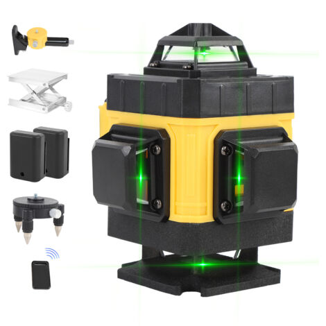 Niveau laser 16 lignes, avec télécommande et sac de transport, mise à niveau automatique, batterie 2400 mAh 2