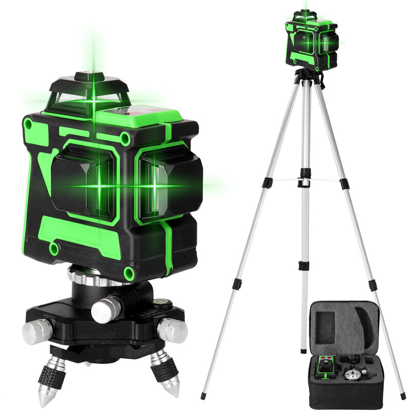 Image of Decdeal - Livella laser 3D autolivellante a 12 linee, con supporto per treppiede in lega regolabile in altezza da 1,5 m 3 e borsa per il trasporto