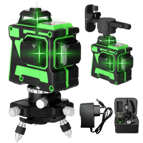 Niveau laser 3D 12 lignes + support triangulaire + alimentation + sacoche portable + manuel