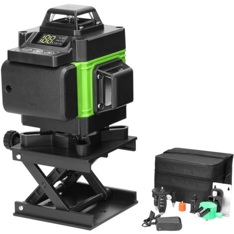 Niveau Laser 4D 16 lignes 3 °, Machine auto-nivelante, outil de nivellement Rechargeable par USB, avec support de trépied de barre d'extension, Vert, prise UE