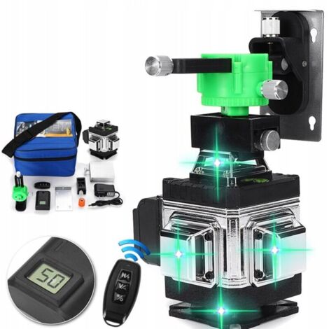 Niveau laser 4D, 16 lignes, 360, lumière verte, noir/gris