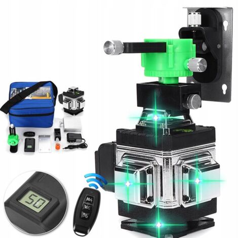Niveau laser 4D, 16 lignes, 360, lumière verte, noir/gris