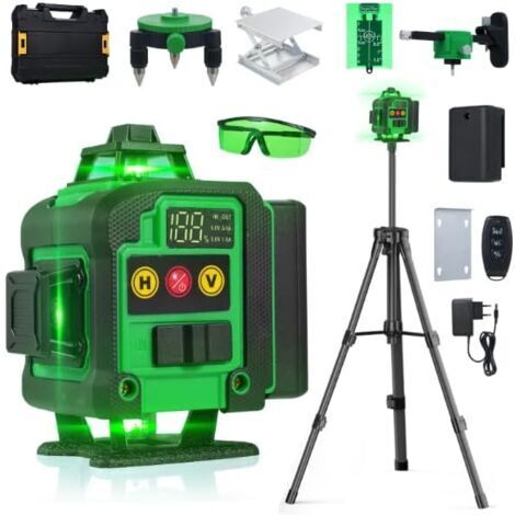 Niveau laser 4D 16 lignes, fonction de nivellement automatique, outil de nivellement complet pour sols et murs, bandes diagonales horizontales verticales
