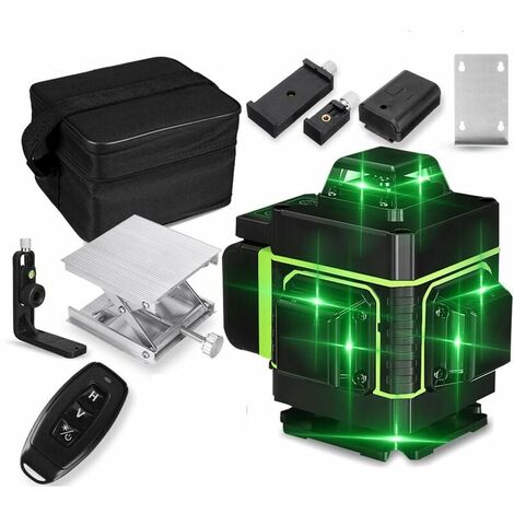 Niveau Laser 4D 16 lignes Lumière Verte 360 ° Outil de mesure de nivellement automatique en croix Affichage LED