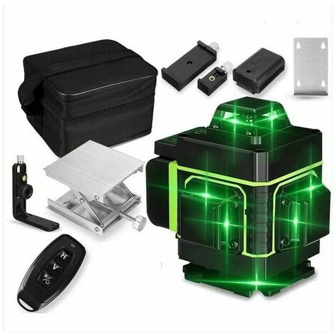 Niveau Laser 4D 16 lignes Lumière Verte 360 ° Outil de mesure de nivellement automatique en croix Affichage LED