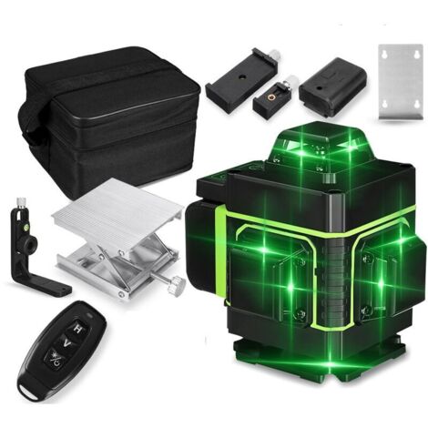 Niveau Laser 4D 16 lignes Lumière Verte 360 ° Outil de mesure de nivellement automatique en croix Affichage LED