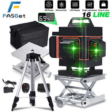 Niveau Laser, KKnoon 4D 16 Lignes Niveau Laser Vertical Horizontal  Autonivelant avec 2 * Batteries rechargeables 2400 mAh - Vert : :  Bricolage