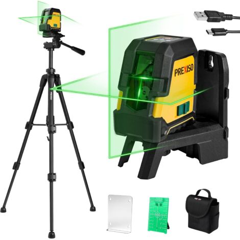 Niveau laser à lignes croisées 30m – PLC30GLIT – Faisceau vert 3x plus lumineux – Classe 2 – Li-Ion 2000mAh – Installation rapide – Prexiso