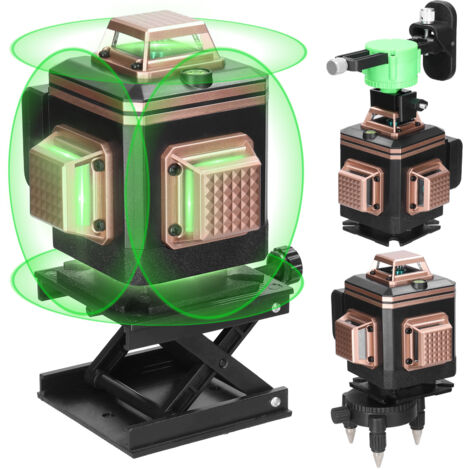Niveau laser avec 16 lignes laser horizontales et verticales, système d'auto-nivellement à 4 degrés, écran numérique pour observer les mesures, livré avec un sac de transport étanche