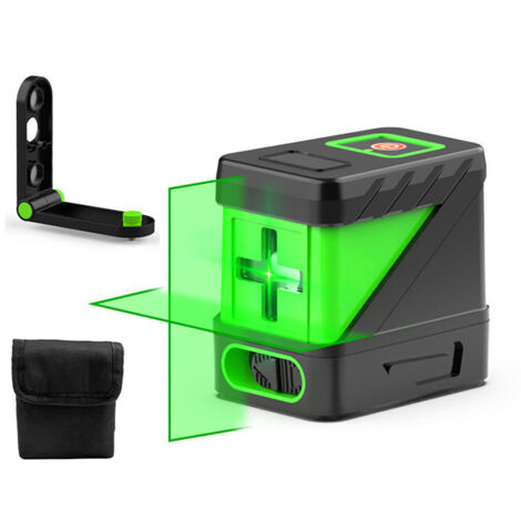 Niveau Laser Croix Vert, Commutable Ligne Laser Auto-nivellement, avec Base, Ligne Croix/Horizontale/Verticale, 20m, pour Intérieur Extérieur, batterie non incluse