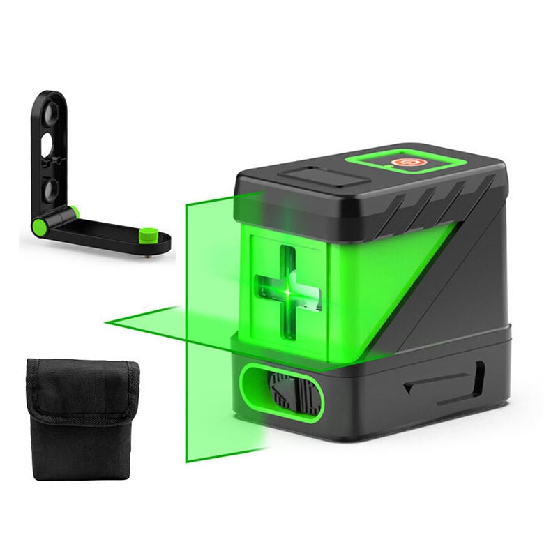 Crea - Niveau Laser Croix Vert, Commutable Ligne Laser Auto-nivellement, avec Base, Ligne Croix/Horizontale/Verticale, 20m, pour Intérieur Extérieur,