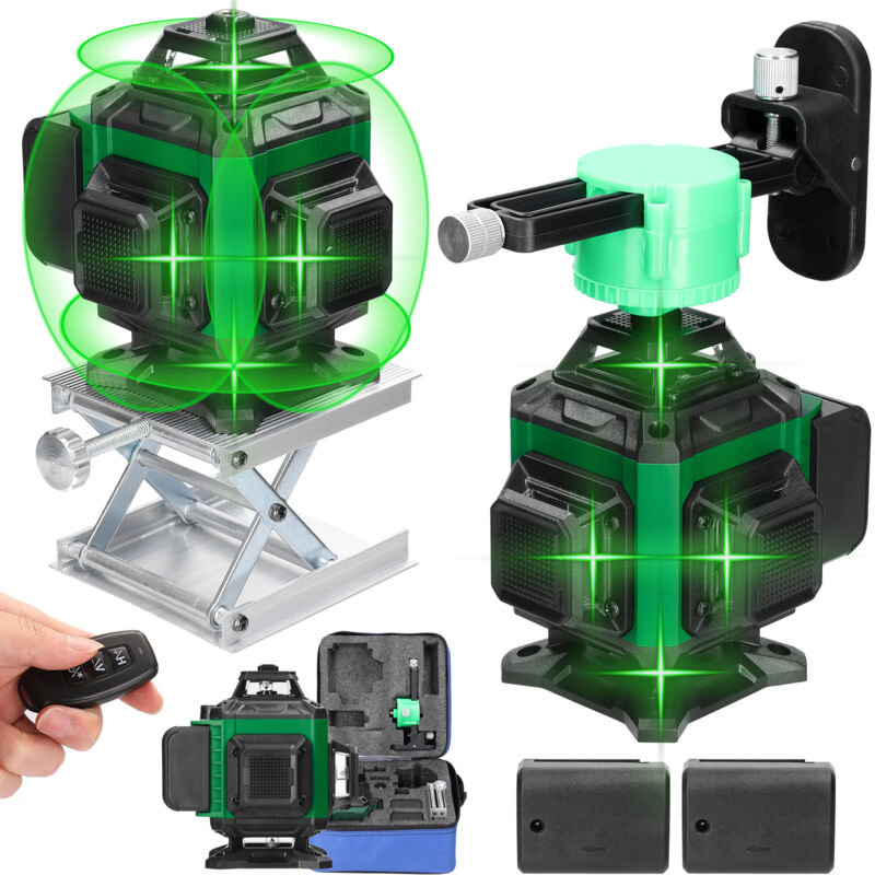 Niveau Laser 16 lignes vertes 3 °, fonction d'auto-nivellement, outil de nivellement, autocollant mural omnidirectionnel au sol, ensemble d'outils