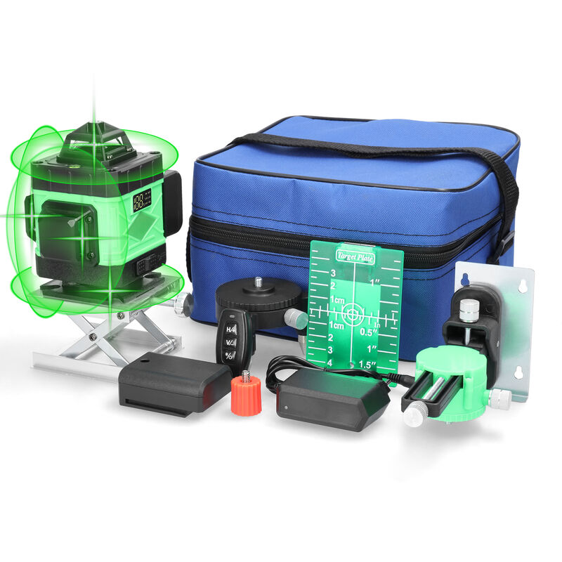 Niveau laser extérieur haute précision avec 16 lignes lumineuses, mise à niveau automatique de 3 degrés, fonction de traçage en diagonale, livré avec