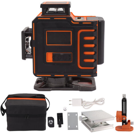 Niveau Laser Haute Précision Rotatif Rechargeable avec 16 Lignes pour Travaux et Accrochage Tableau, Prise EU 100-240V