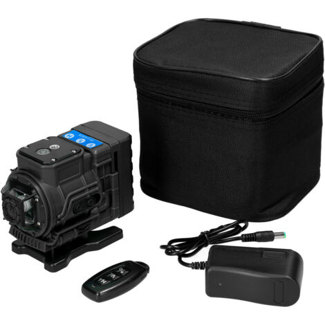 Niveau laser horizontal avec 12 lignes laser horizontales et verticales, système d'auto-nivellement de 3 degrés, avec télécommande et une batterie