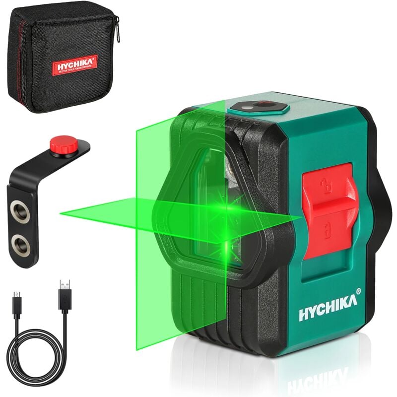 Niveau Laser Hychika 30M Autonivelant Niveau Laser Vert,Deux Modules, Ligne Croix/Horizontale/Verticale, usb Rechargeable, Support Magnétique