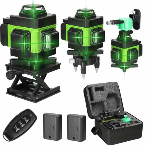 Niveau laser LCD niveau de la configuration complète de 16 lignes mètre + 2 batterie + chargeur + base + table de levage + plaque de fer + support mural + télécommande + adaptateur + + sac de transpor