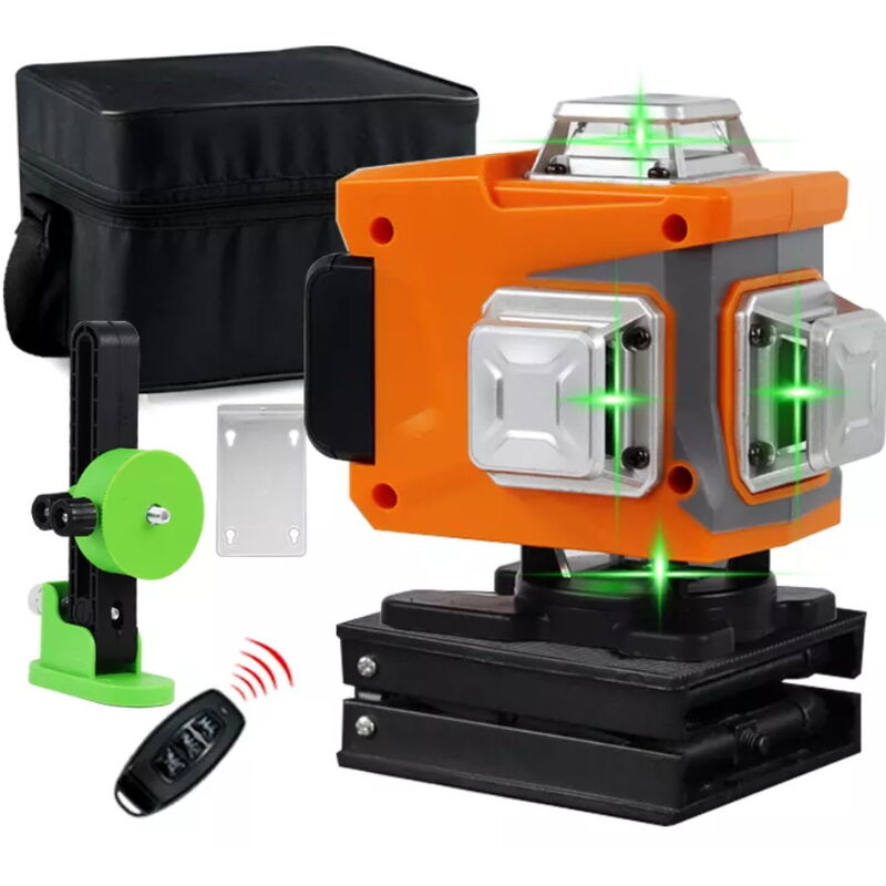 Niveau Laser lumière verte 16 lignes 4D 360 °, peut marquer un instrument mural horizontal/vertical de haute précision et haute luminosité