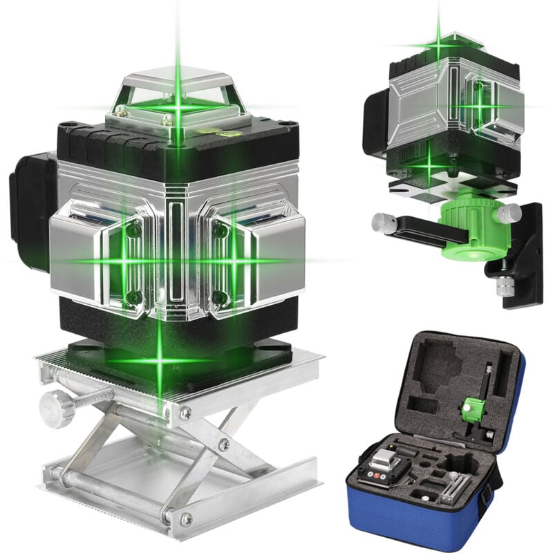 Niveau laser multifonctionnel à 16 lignes 3° Outil de nivellement à fonction d'auto-nivellement Autocollant omnidirectionnel au sol et mural avec