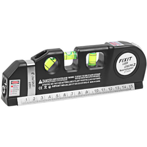 Niveau Laser Polyvalent , Niveaux à Bulle, Ruban à Mesurer, Règle Standard et Métrique (8 pi / 250 cm)