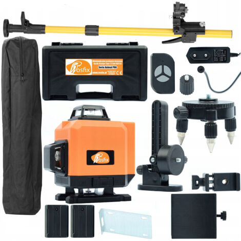 Niveau laser Rosfix Orange Tiger 12 lignes ROT12L dans un étui avec ensemble + Tige / trépied 350cm pour niveau laser Rosfix