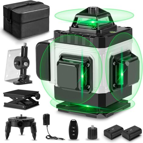 Niveau laser vert 4D - 16 lignes, mise à niveau automatique à 360°, outil de mesure à réticule vert, convient pour la décoration intérieure