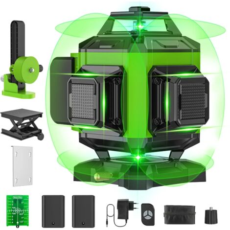 Niveau Laser Vert 4x360° 16 Lignes avec Télécommande