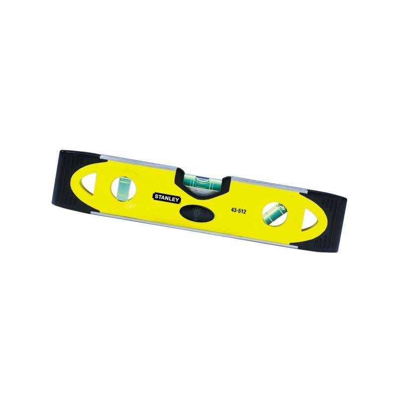 Stanley – Niveau à bulle Torpedo 23 cm – Bimatière aluminium – 3 fioles – Semelle magnétique pour surfaces métalliques – Précision 1,5 mm/m