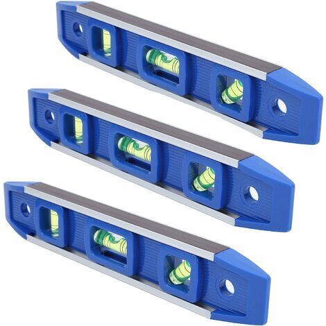 Niveau magnétique, petit niveau à bulles, 230mm Mini règle horizontale en plastique pour la construction de cloisons sèches pour les électriciens de camping 3 pièces