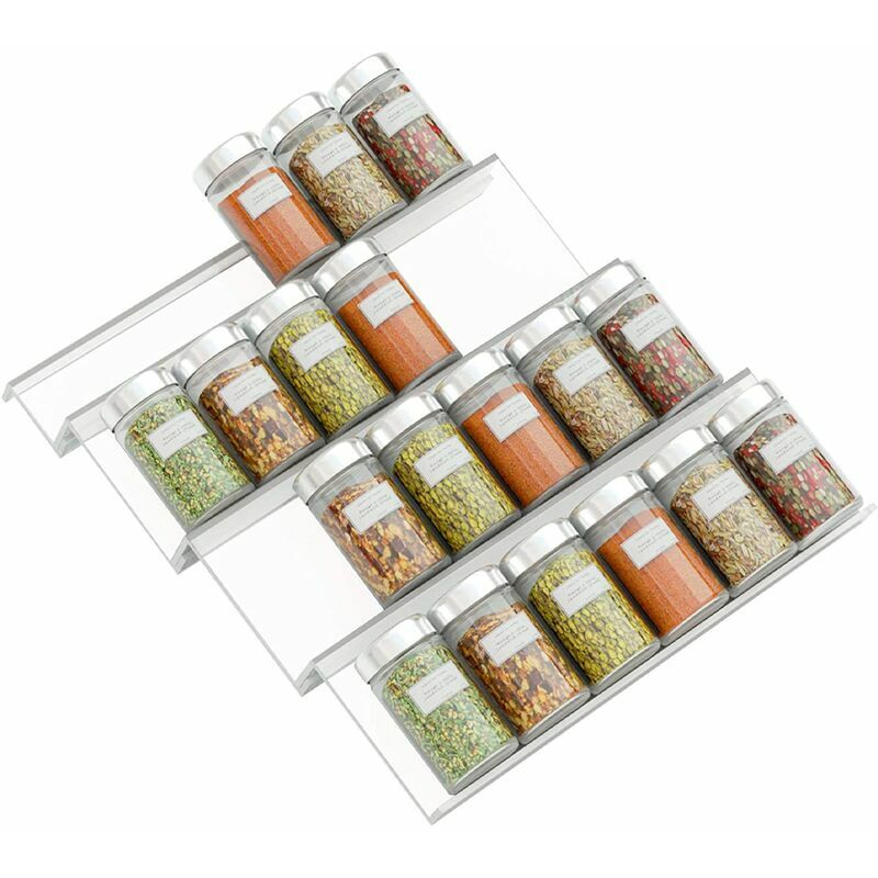 Bearsu - niveaux – range épices extensible en PVC pour le tiroir de cuisine – rangement de tiroir pour épices, condiments, aromates, etc. transparent