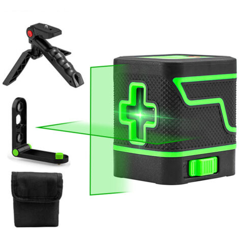 Nivel de burbuja autonivelante, nivel de 2 líneas con cruz verde, herramienta de alineación para colgar cuadros y proyectos de bricolaje.