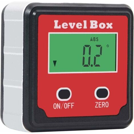 Nivel de burbuja magnético digital, transportador de ángulos, caja de bisel, inclinómetro LCD impermeable con imanes incorporados, color rojo