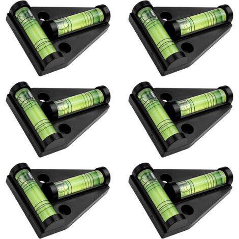 Nivel de burbuja (paquete de 6), nivel de burbuja magnético en cruz, accesorios para autocaravanas, nivel de burbuja para minicaravanas, nivel de barra en T negro, para muebles, remolques, trípodes y 